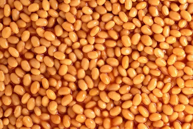 Close-up of baked beans