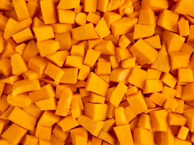 Cubes of peeled pumpkin