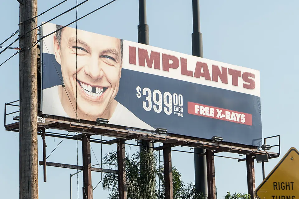 $399 Dental Implants Billboard in Los Angeles